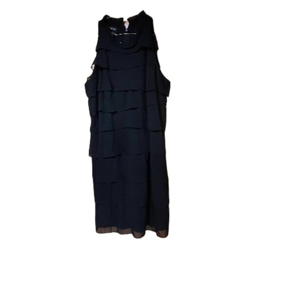 16 MSK sleeveless cocktail dress  with sheer overlay of ruffle's all around - Picture 1 of 4